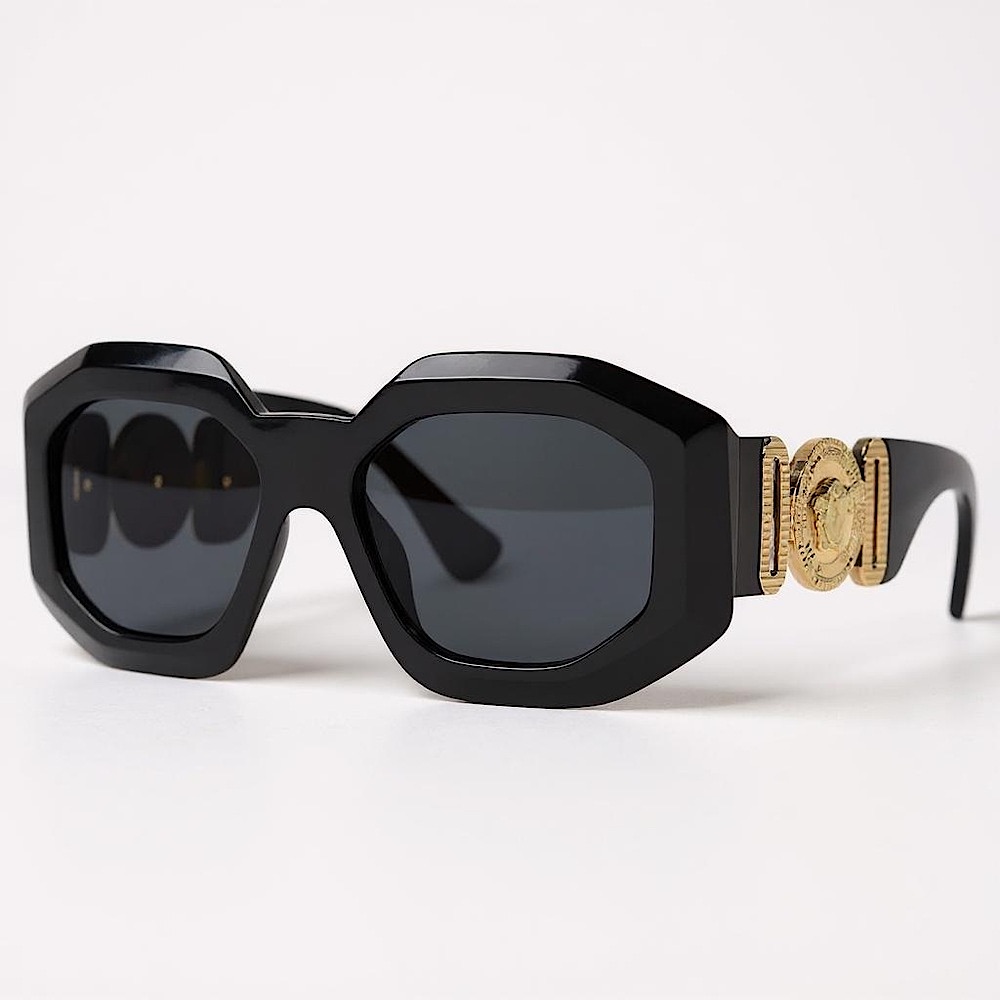 Versace Black Sunglasses With Gold Medallion Detail